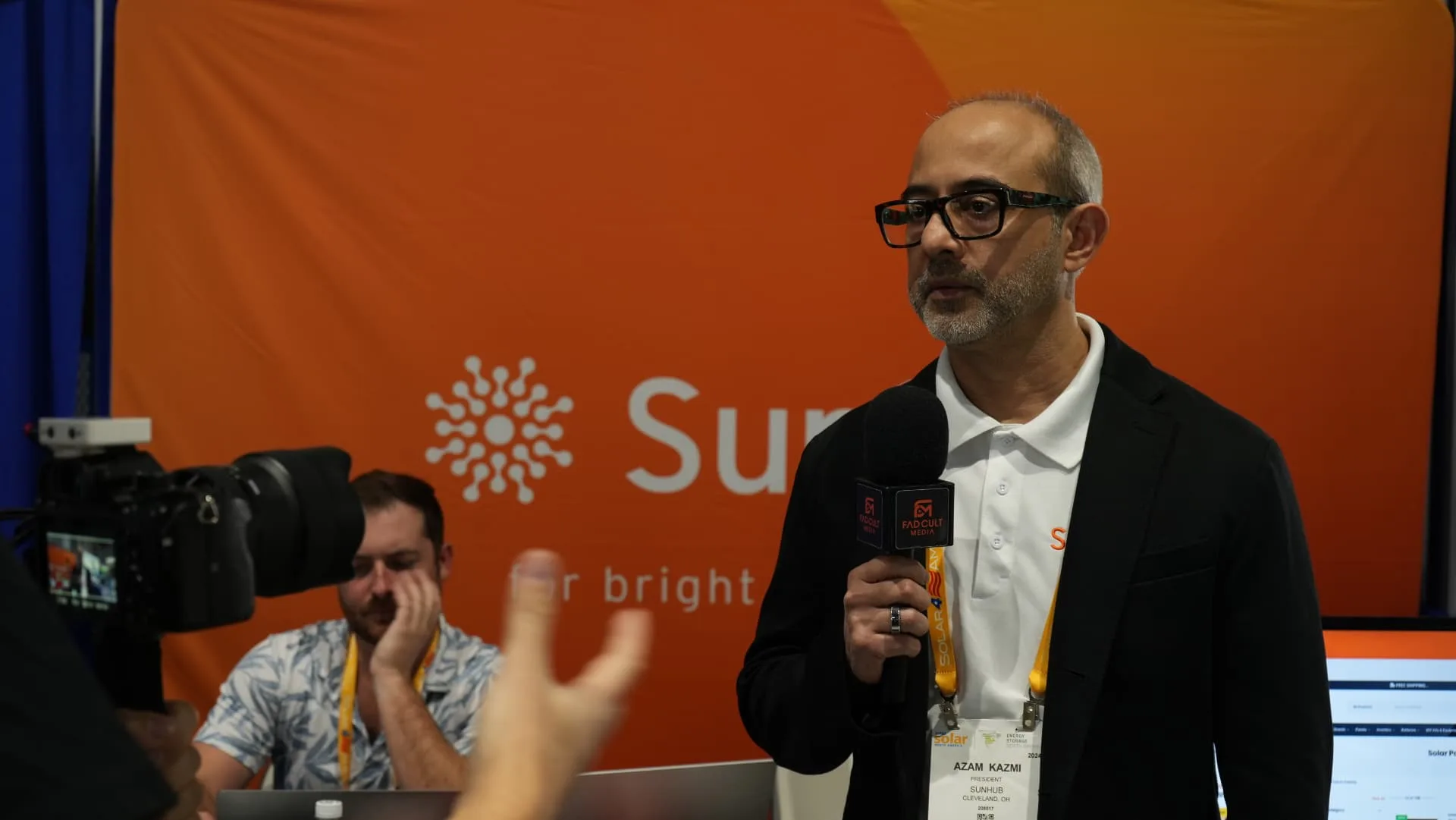 Azam Kazmi speaking to media at Intersolar